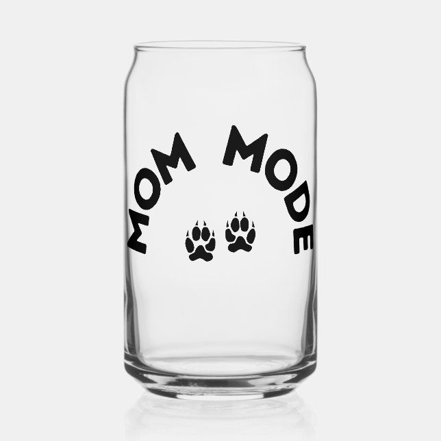 Mom Mode Glass with Paw Print Design (Front)
