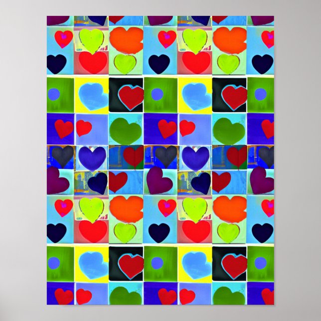 Mom modern abstract cute pop art hearts poster (Front)
