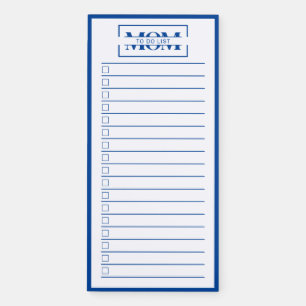 Mom Modern Blue Monogram To Do List Magnetic Notepad