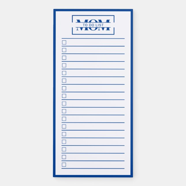 Mom Modern Blue Monogram To Do List  Magnetic Notepad (Front)