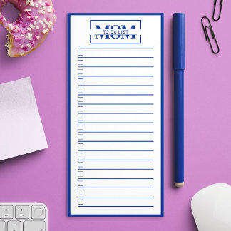 Mom Modern Blue Monogram To Do List  Magnetic Notepad