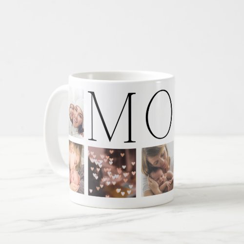 MOM modern elegant text Multi 7 Photo Coffee Mug