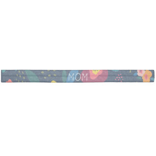 Mom Modern Floral in Blue and Coral Elastic Hair Tie