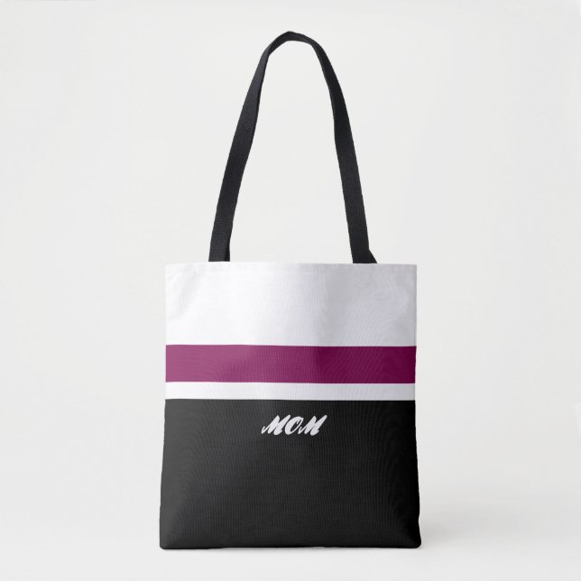 Mom Modern Striped Tote Bag (Front)