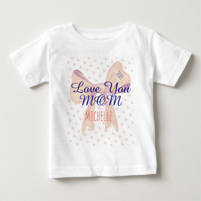 Mom Mommy Love You Cute Stylish Modern Mothers Day Baby T-Shirt (Front)