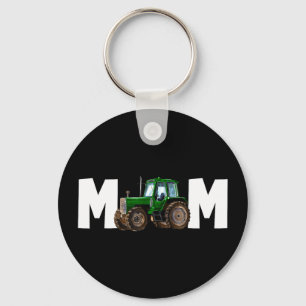 Mom mommy of the birthday boy kid tractor farmer keychain
