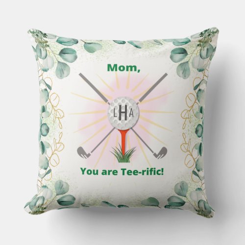 Mom Monogram Golf Ball  Tee 20x20 Pillow