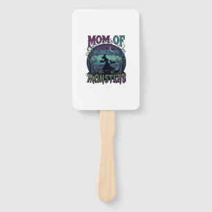 Mom Monsters Halloween Witch Moon Pumpkins Graveya Hand Fan