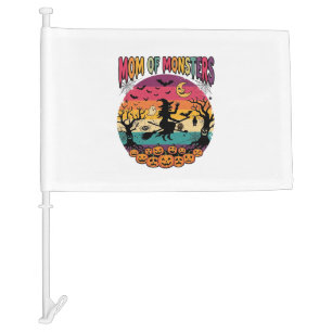 Mom Monsters Halloween Witch Pumpkins Bats_1 Car Flag