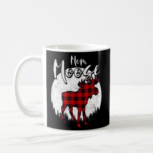 Mom Moose Red Plaid Buffalo Matching Family Pajama Coffee Mug