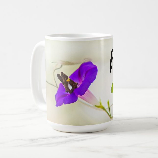 Mom Morning Glory and Butterfly Coffee Mug (Front Left)