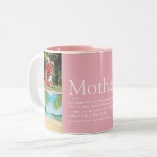 Mom Mother Definition 4 Photo Collage Pink Two_Tone Coffee Mug