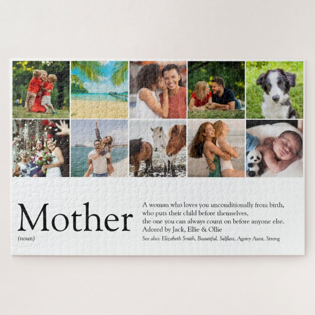 Mom Mother Definition Family Photo Collage Jigsaw Puzzle (Horizontal)