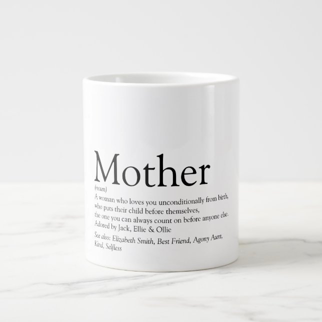 Mom Mother Definition Quote Fun Black And White Giant Coffee Mug (Front)