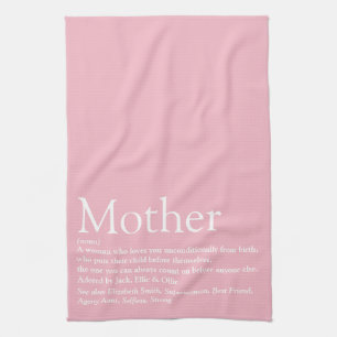 Mom Mother Definition Quote Pink Kitchen Towel