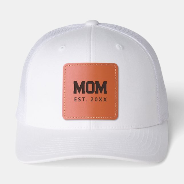Mom Mother Grandma Grandmother Mother's Day Gift Leather Patch Hat (Front)