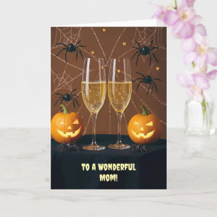 Mom Mother Happy Halloween Champagne Cute Card