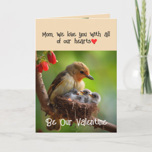 Mom Mother Valentine Love Lovebirds Bird Art Holiday Card