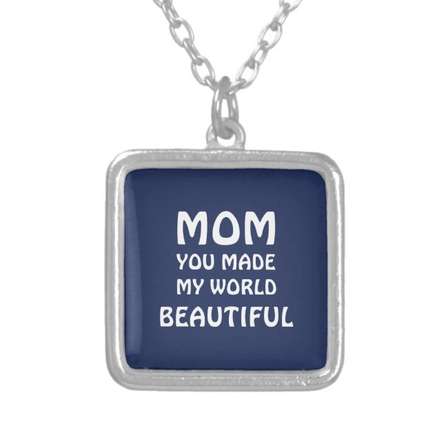 MOM, MOTHER, WOMEN, BIRTHDAY, GIFT SILVER  SILVER PLATED NECKLACE (Front)
