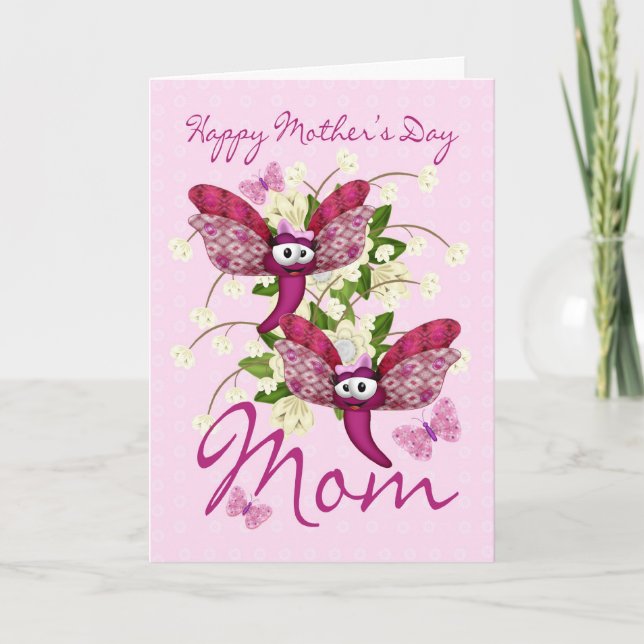 Mom Mother's Day Card With Butterflies From Twins (Front)