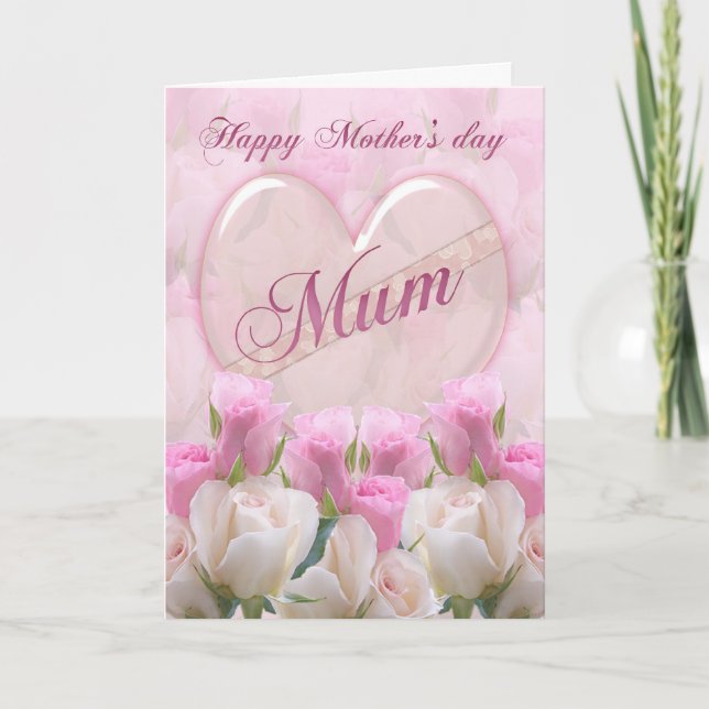 Mom Mother's Day Card With Pink Roses (Front)
