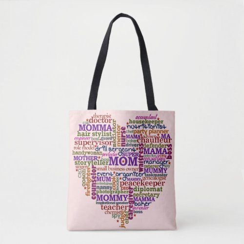 Mom Mothers Day Cute Typography Word Heart Tote Bag