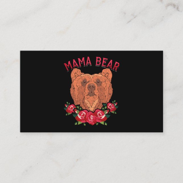 Mom Mothers Day Floral Bear Family Rose Cute Mama  Business Card (Front)
