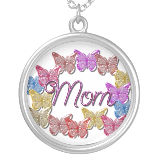 Mom Mothers Day Gift Sterling Silver Necklace (Front)