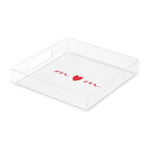 Mom Mothers Day Gifts Cute Red Heart White Classy Acrylic Tray