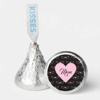 Mom Mothers Day Heart on Vintage Black Floral  Hershey®'s Kisses®