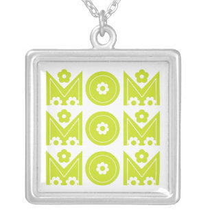 Mom Mother's Day  lime text design custom necklace