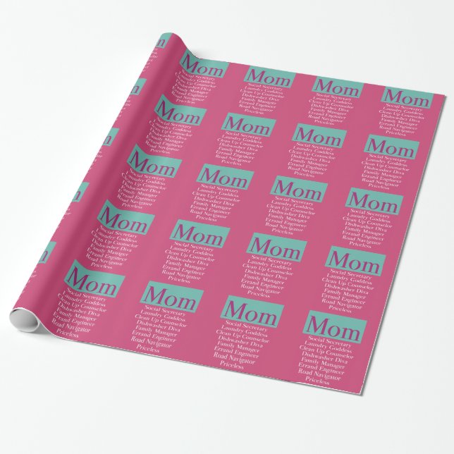 Mom - Mother's Day or Birthday Gift Wrapping Paper (Unrolled)