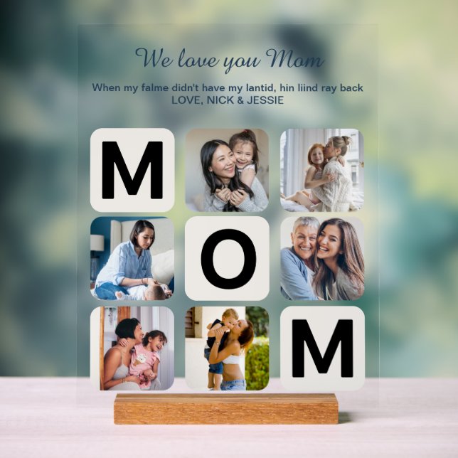 Mom Mother's Day Photo Collage Acrylic Sign (Neutral)