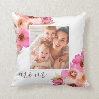 Mom Mother's Day Photo Floral Pillow
