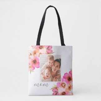 Mom Mother's Day Photo Floral Tote Bag