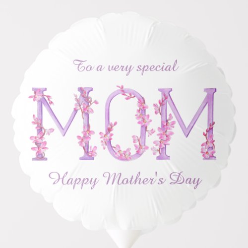 Mom mothers day watercolor orchid flowers purple balloon
