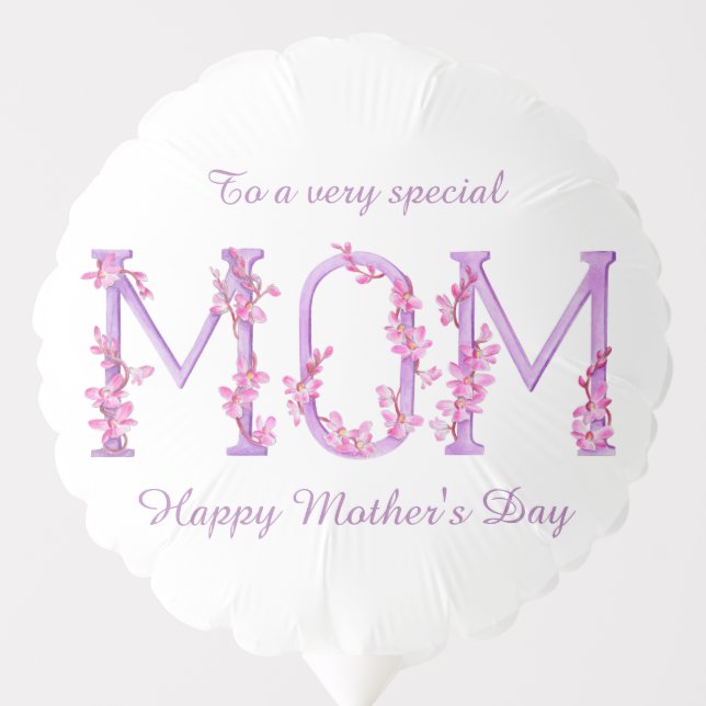 Mom mothers day watercolor orchid flowers purple balloon (Front)
