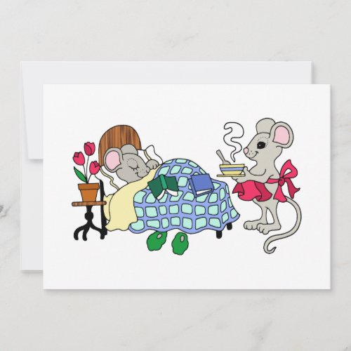 Mom Mouse Caring for Sick Child Invitation