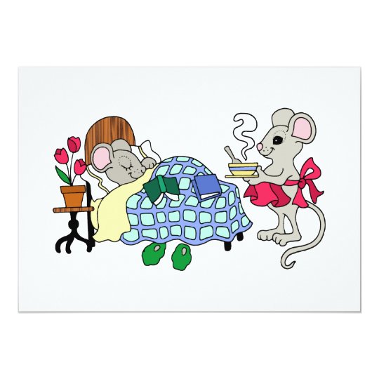 Mom Mouse Caring for Sick Child Invitation