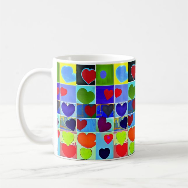 Mom mugs modern cute pop art hearts modern mom  (Left)