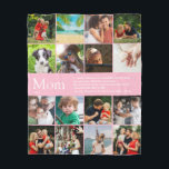 Mom, Mum, Mama Definition 16 Photo Collage Pink Fleece Blanket<br><div class="desc">Personalise for your special Mom,  Mum or Mama to create a unique gift for Mother's day,  birthdays,  Christmas,  baby showers,  or any day you want to show how much she means to you. A perfect way to show her how amazing she is every day. Designed by Thisisnotme©</div>