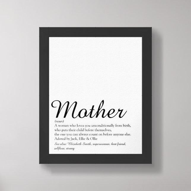 Mom, Mum, Mother Definition Script Best Ever Framed Art (Framed Front)