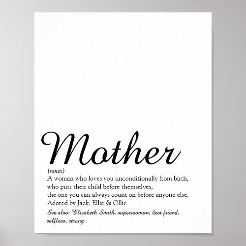 Mom Mum Mother Definition Script Best Ever Poster