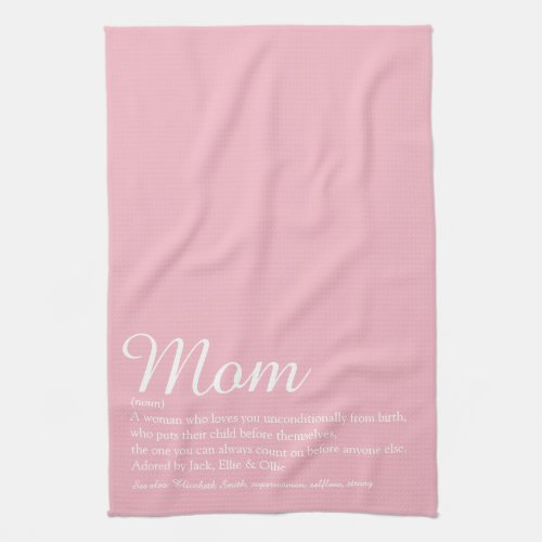 Mom Mum Mother Definition Script Pink Kitchen Towel