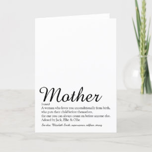 Mom, Mum, Mother Definition World's Best Ever Card