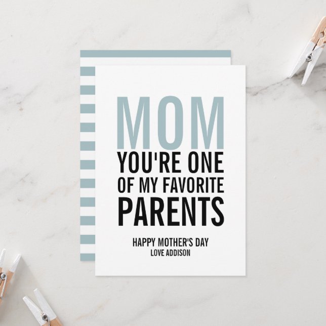 Mom My Favorite Parent Mother's Day Card (Front/Back In Situ)