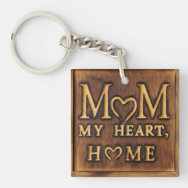 Mom: My Heart, My Home Keychain (Front)