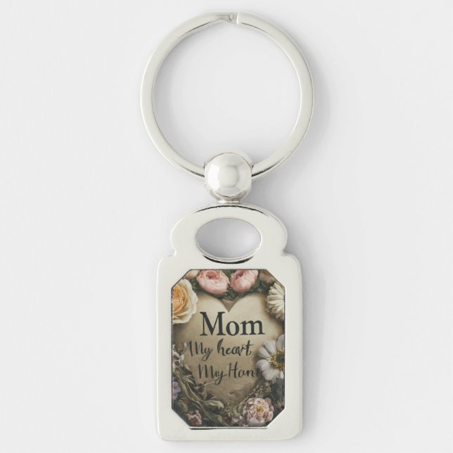 Mom: My Heart, My Home Keychain (Front)
