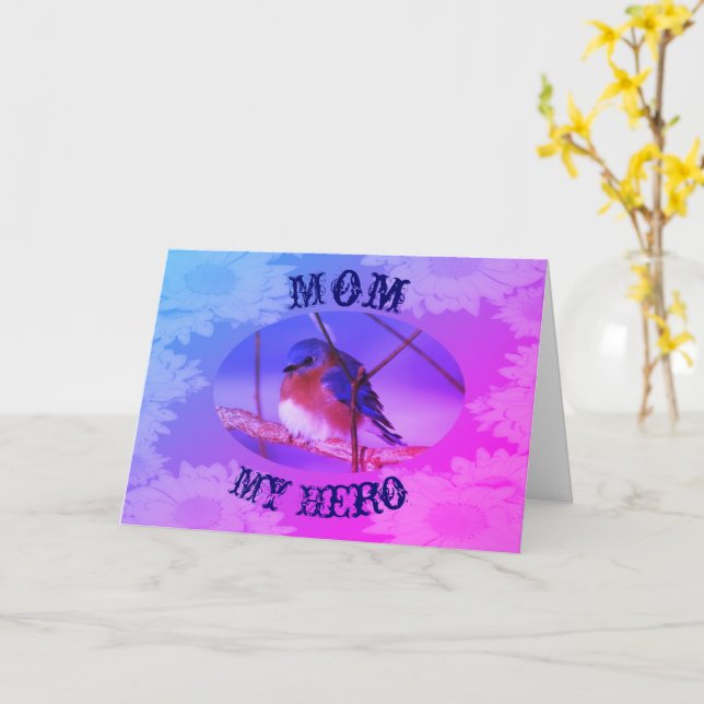 Mom My Hero Bluebird Mother's Day Card (Yellow Flower)