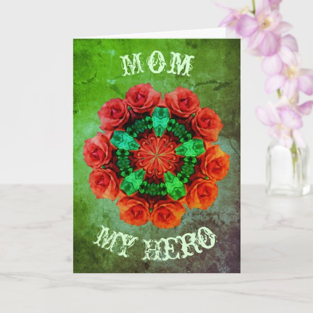 Mom My Hero Rose Art Mother's Day Card (Orchid)